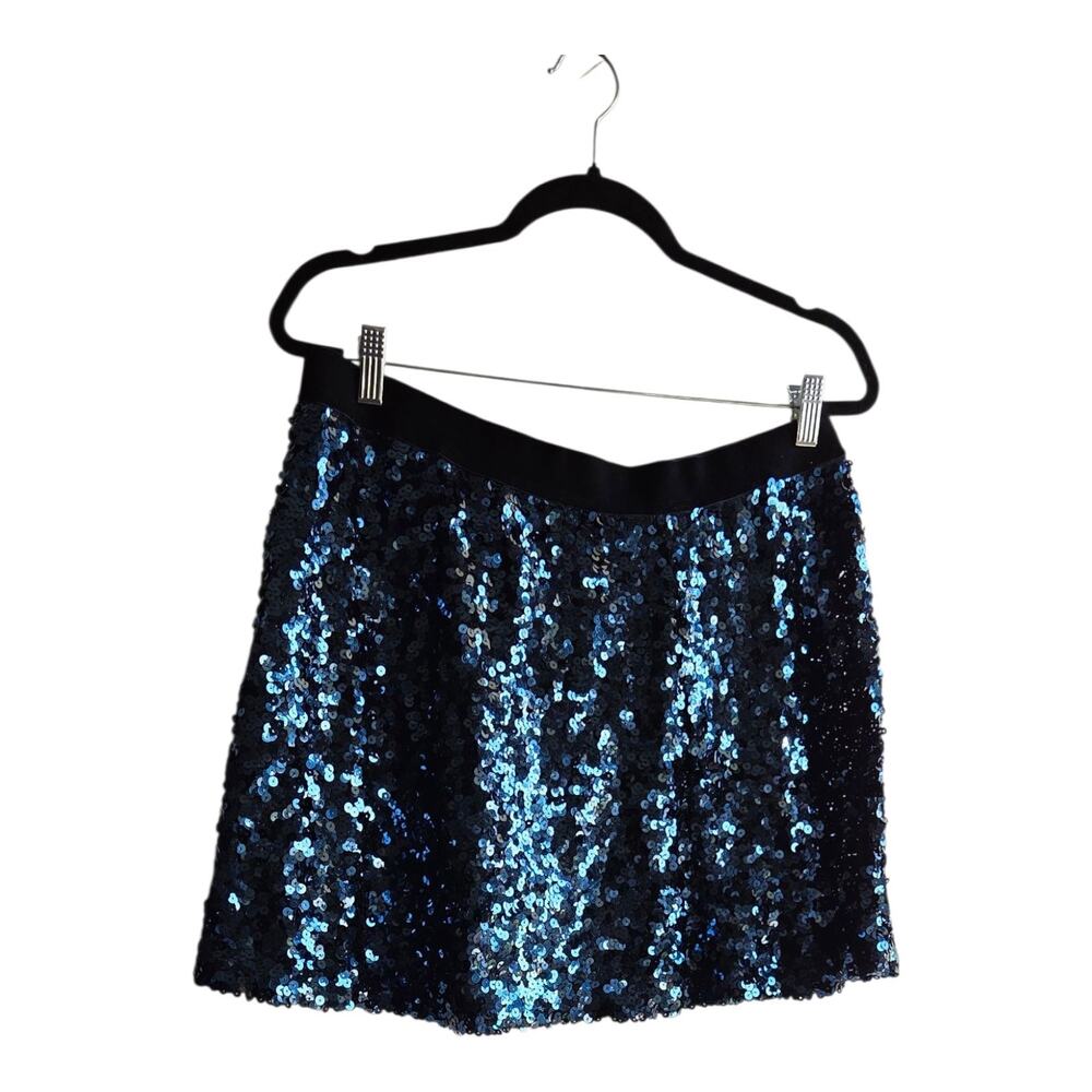 Aéropostal XL Blue Sparkling Sequin Mini Glam Evening High Waisted Party Skirt
